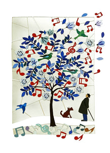 Carte découpée - Arbre et notes de musique