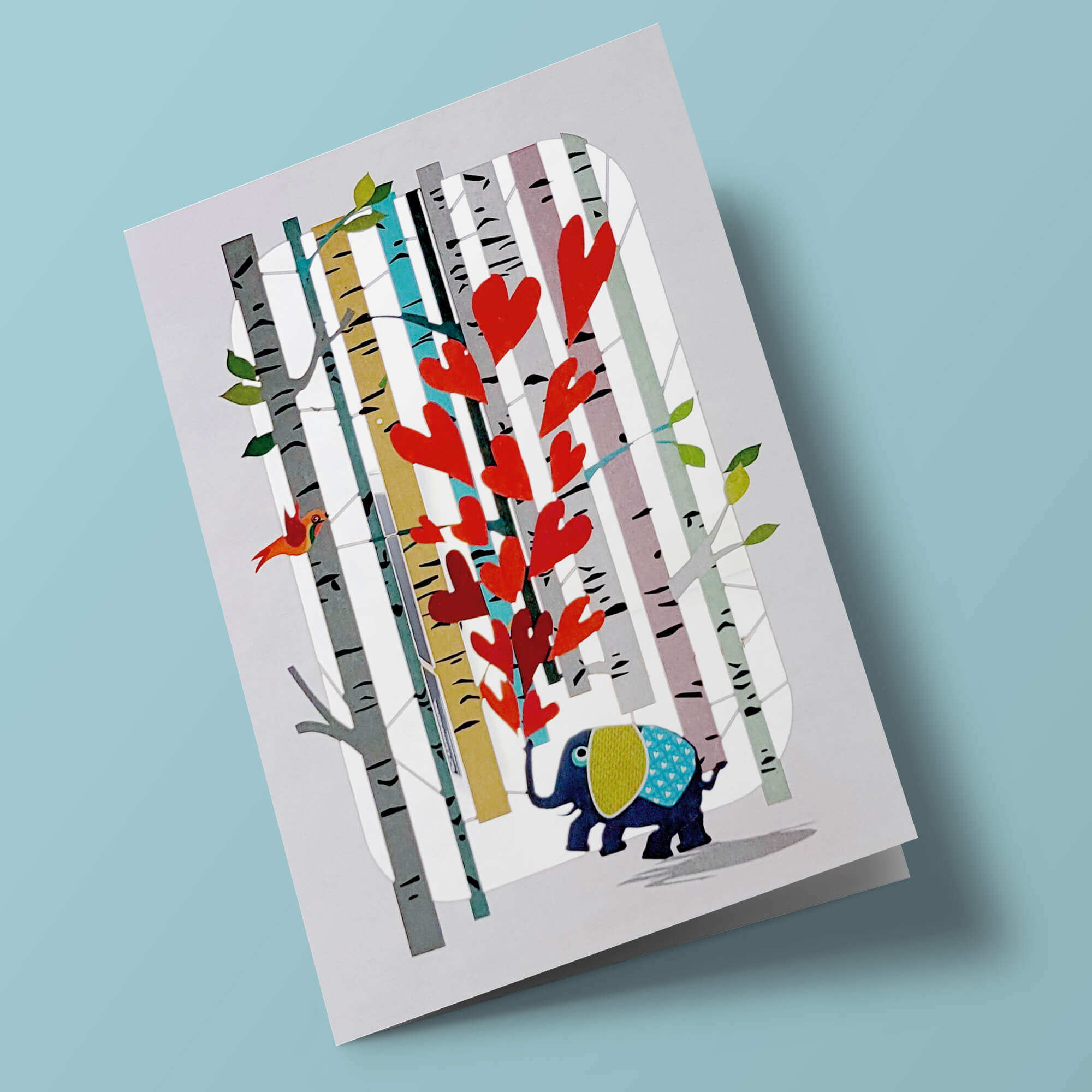 Carte découpée - Elephant avec des coeurs