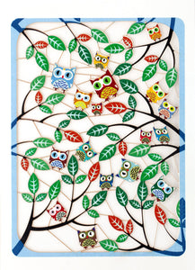 Carte découpée - Chouettes et feuilles