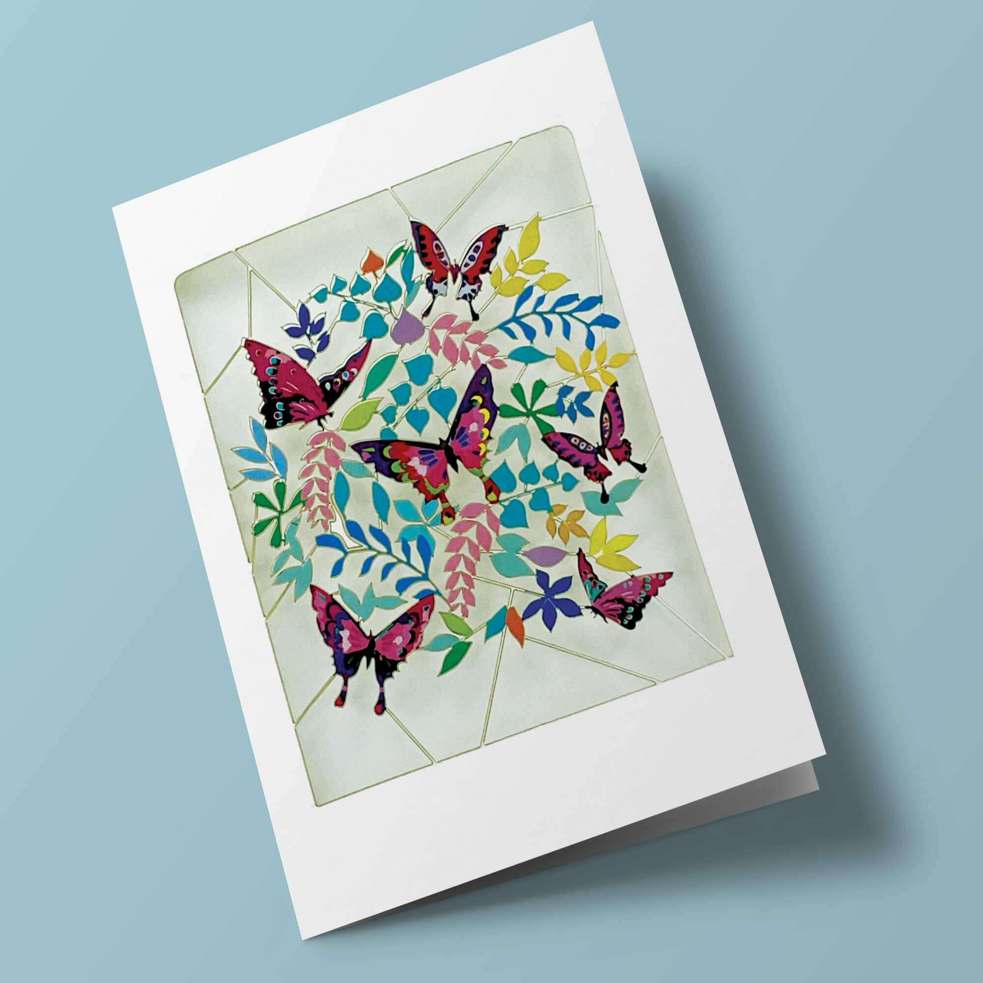 Carte découpée - Papillons et feuilles