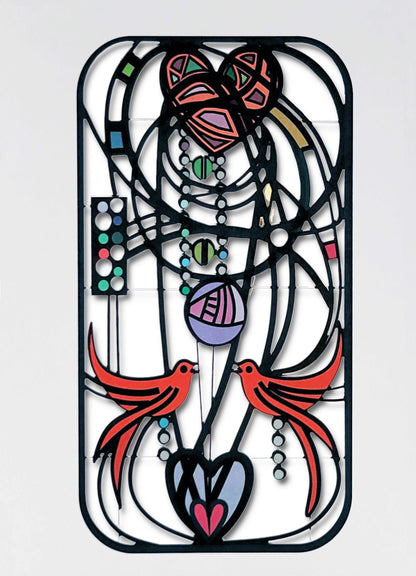 Carte découpée - Oiseaux style Mackintosh