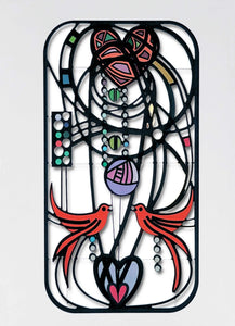 Carte découpée - Oiseaux style Mackintosh