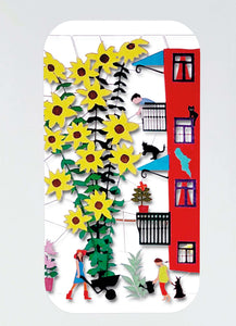 Carte découpée - Tournesols et appartements