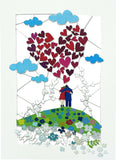 Carte découpée - Couple et grand cœur