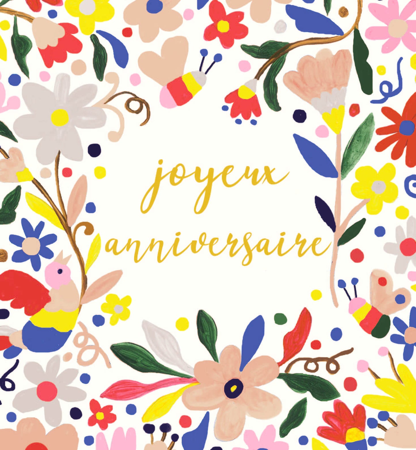 Fiesta - Joyeux anniversaire, fleurs colorés