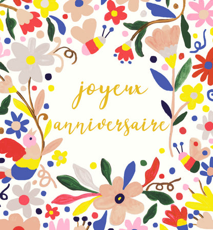 Fiesta - Joyeux anniversaire, fleurs colorés