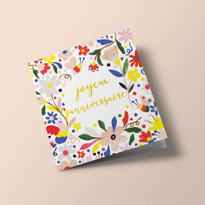 Fiesta - Joyeux anniversaire, fleurs colorés