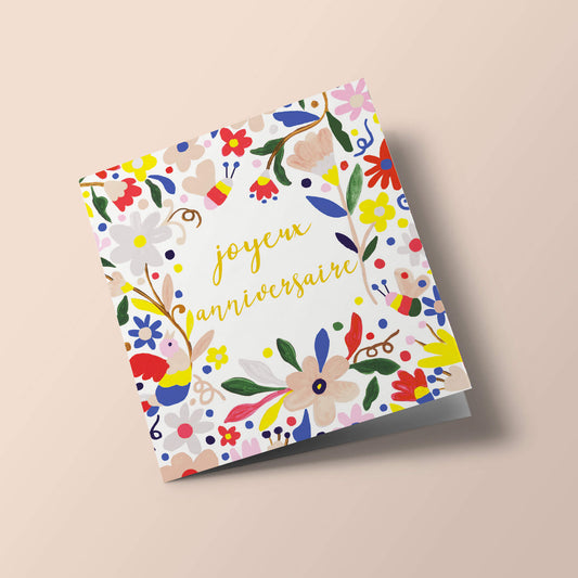 Fiesta - Joyeux anniversaire, fleurs colorés