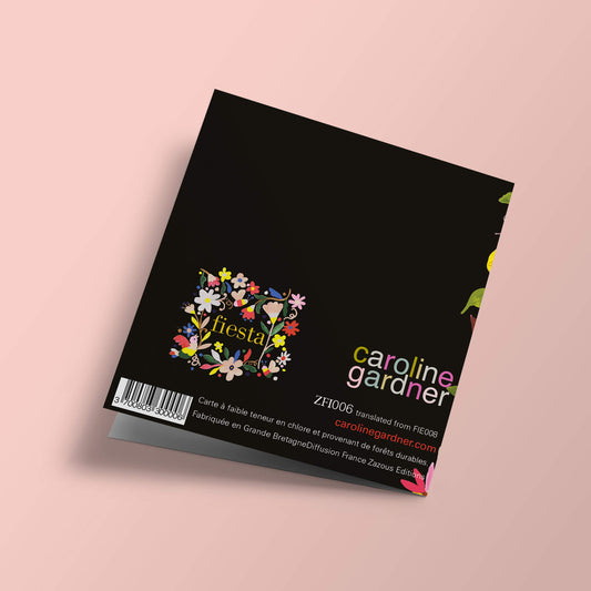 Fiesta - Oiseau et fleurs, fond noir