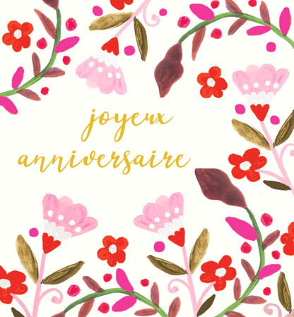 Fiesta - Joyeux anniversaire, fleurs roses et rouges