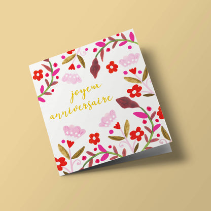 Fiesta - Joyeux anniversaire, fleurs roses et rouges