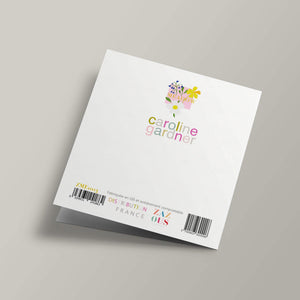 Meadow - Marguerites et fleurs roses sur fond gris, joyeux anniversaire