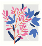 Meadow - Fleurs roses et bleues sur fond gris