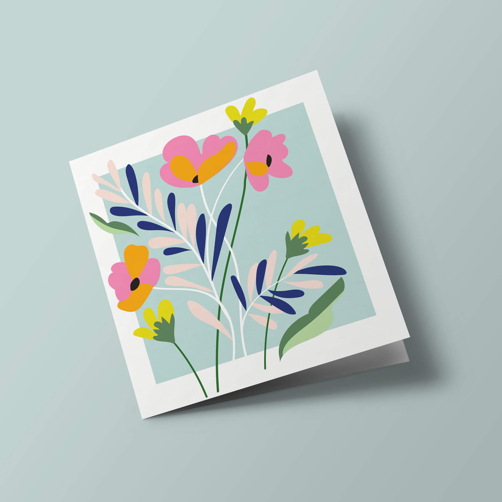 Meadow - Fleurs roses et jaunes