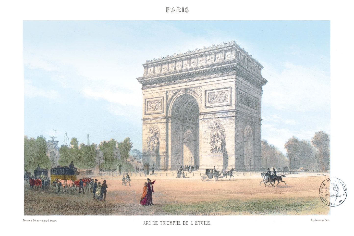 Paris Lithographie - Arc de Triomphe