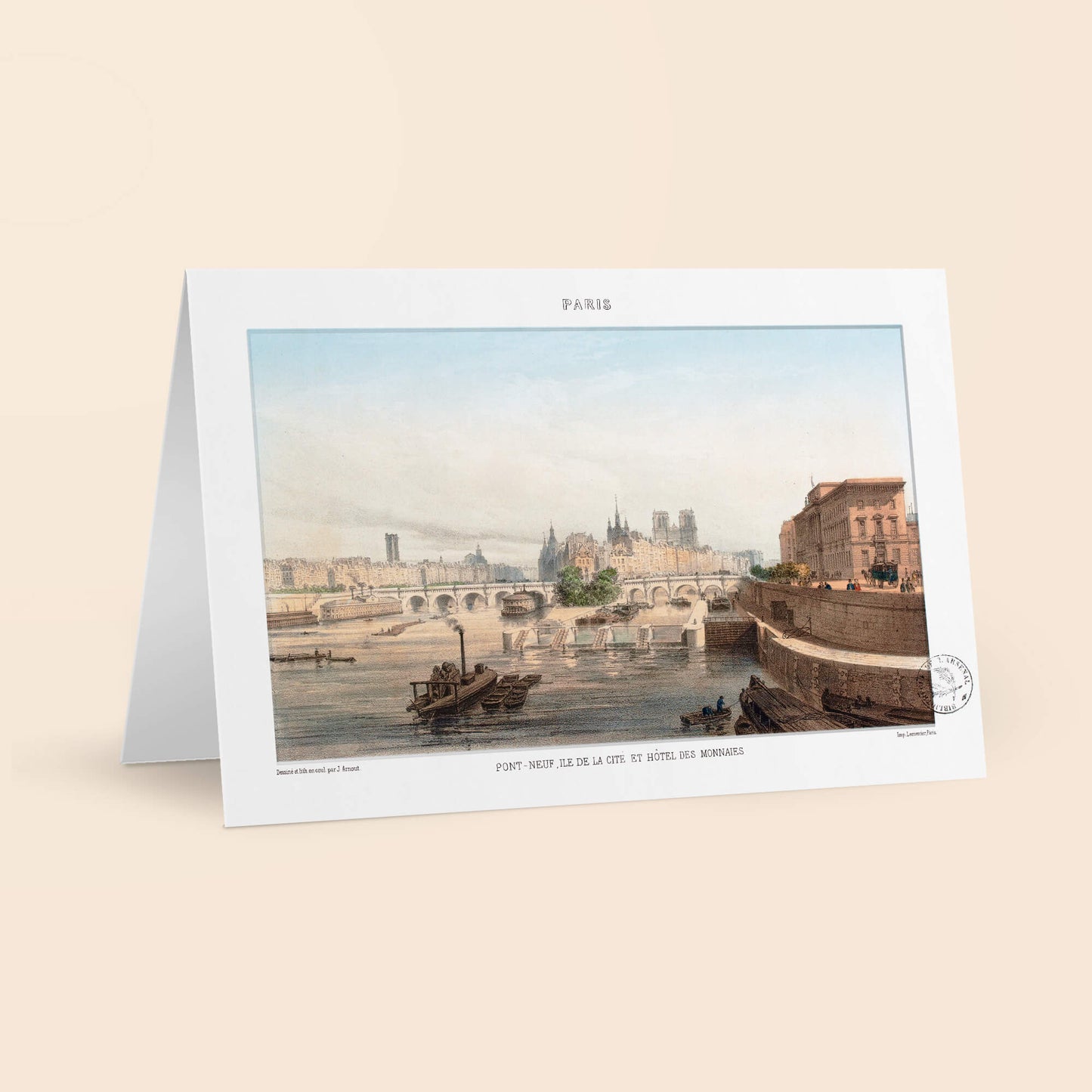 Paris Lithographie - Pont-Neuf, Ile de la Cité et Hôtel des Monnaies