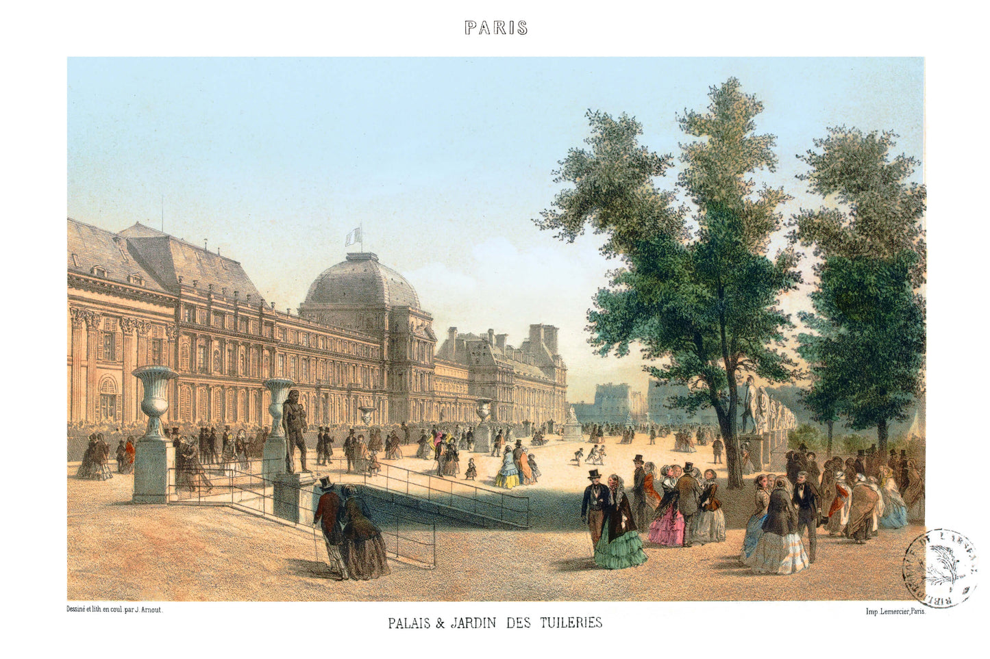Paris Lithographie - Palais et Jardin des Tuileries