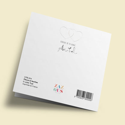 Cousue de fil blanc - Fleurs et feuilles
