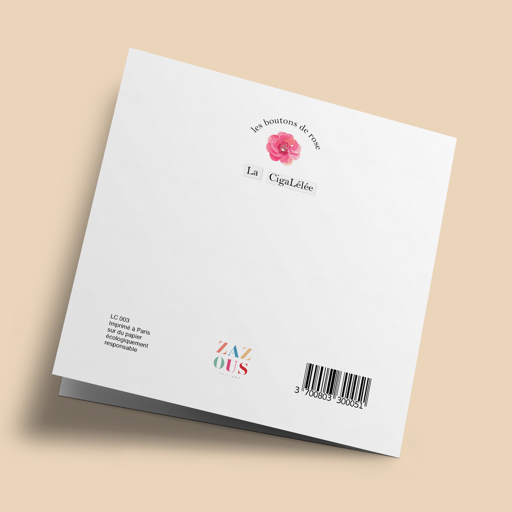 Les Boutons de roses - "Beaux" - carte cousue
