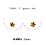 Boutons de roses - "Restons libres" - carte cousue