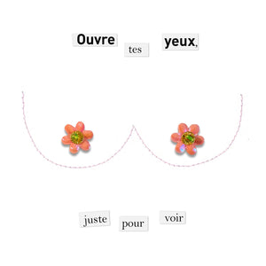 Les Boutons de roses - "Ouvre tes yeux" - carte cousue