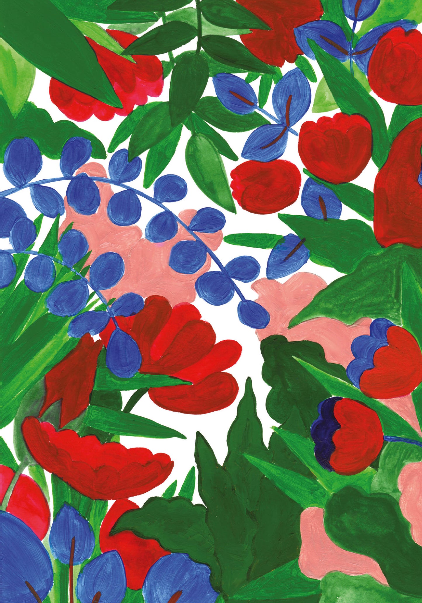 Petit Carnet - Feuilles vertes et fleurs roses