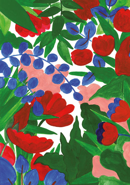 Petit Carnet - Feuilles vertes et fleurs roses