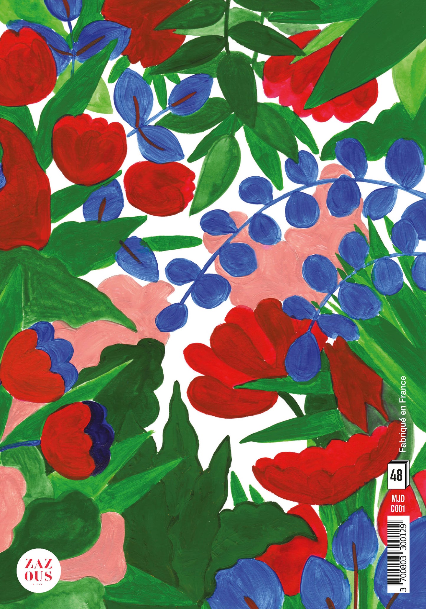 Petit Carnet - Feuilles vertes et fleurs roses