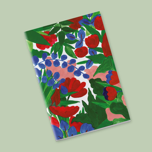 Petit Carnet - Feuilles vertes et fleurs roses