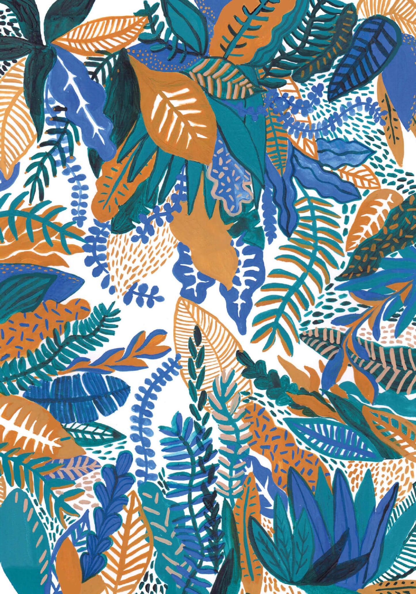 Petit Carnet - Feuilles bleues et oranges