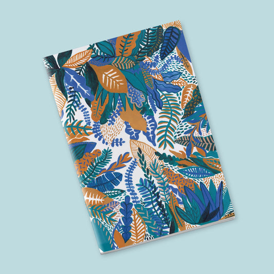 Petit Carnet - Feuilles bleues et oranges
