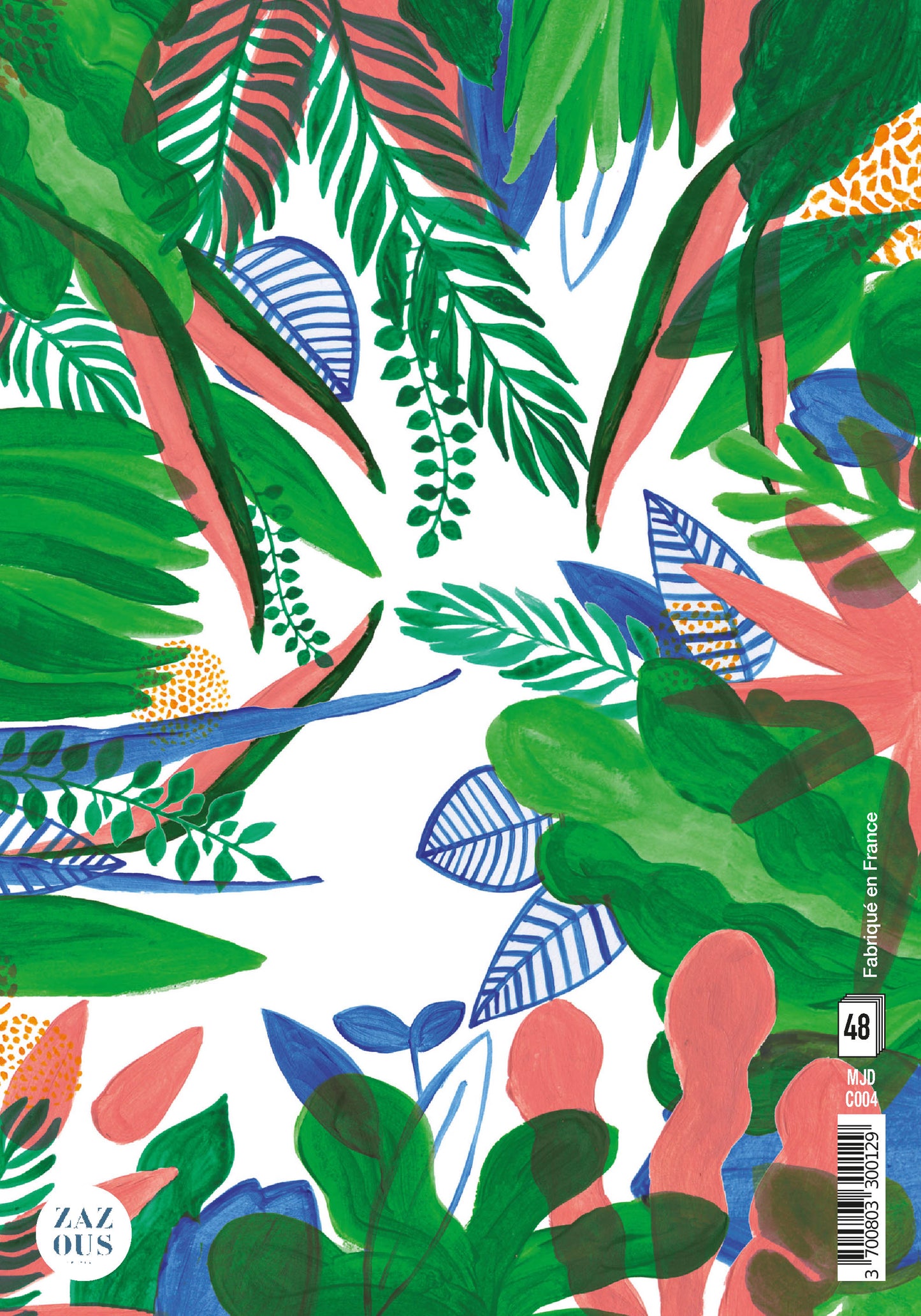 Petit Carnet - Feuilles vertes, corailles et bleues
