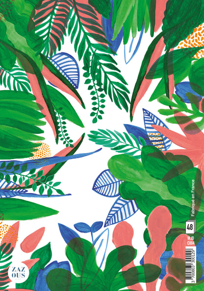 Petit Carnet - Feuilles vertes, corailles et bleues