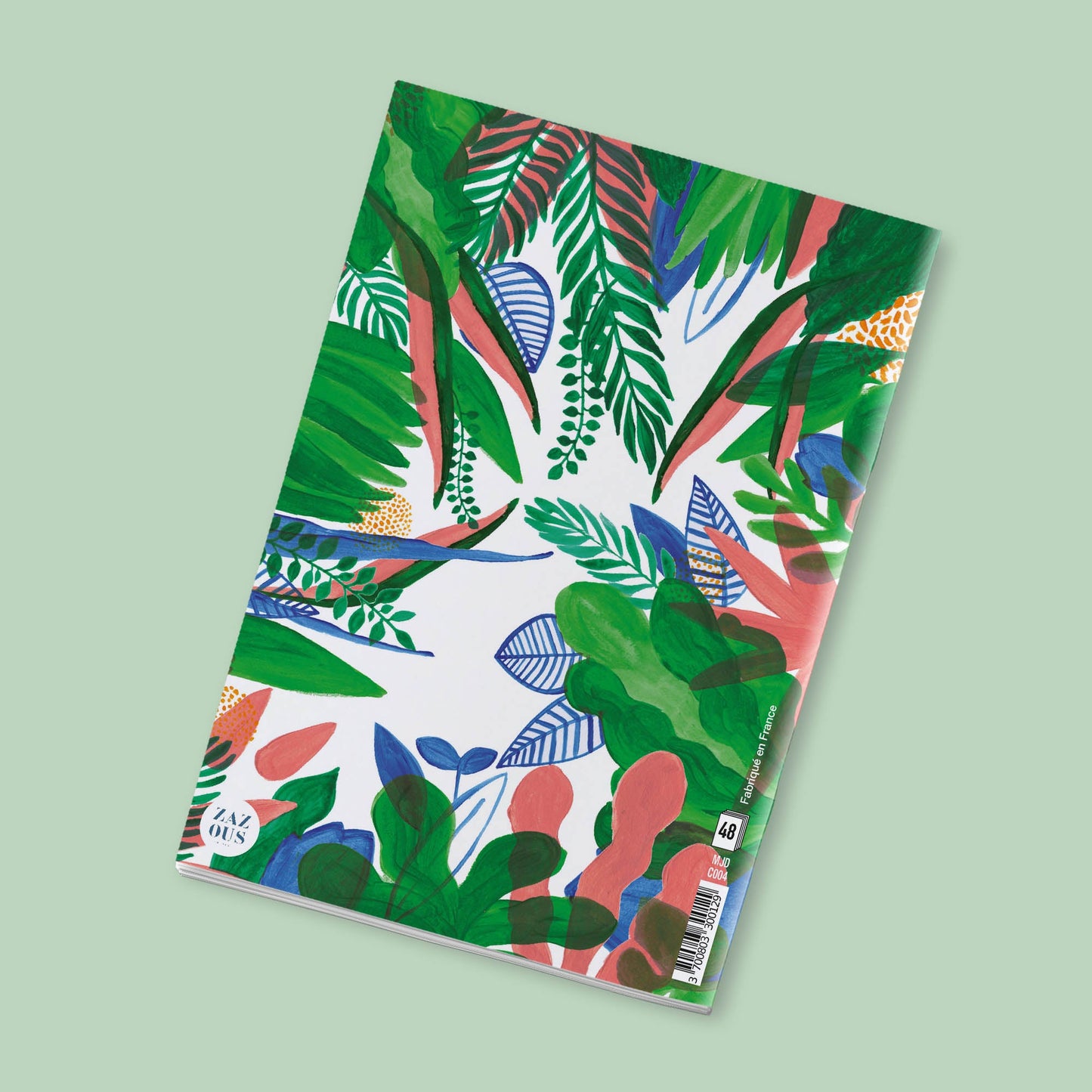 Petit Carnet - Feuilles vertes, corailles et bleues