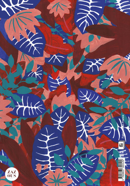 Petit Carnet - Feuilles bleues, rouges, et corailles