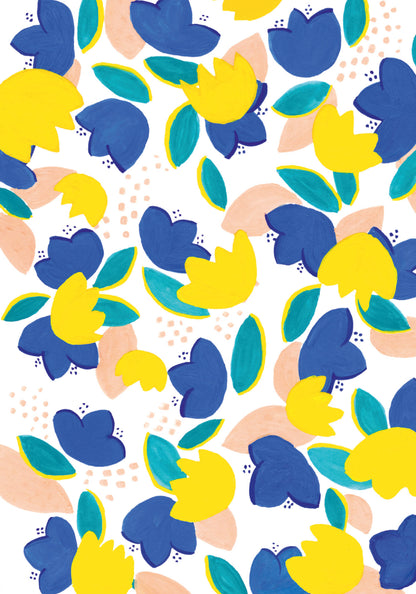 Petit Carnet - Fleurs jaunes et bleues
