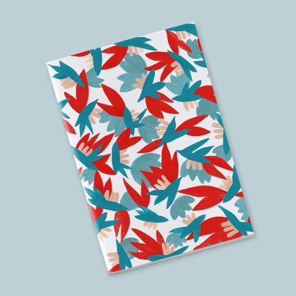 Petit Carnet - Feuilles bleues et rouges
