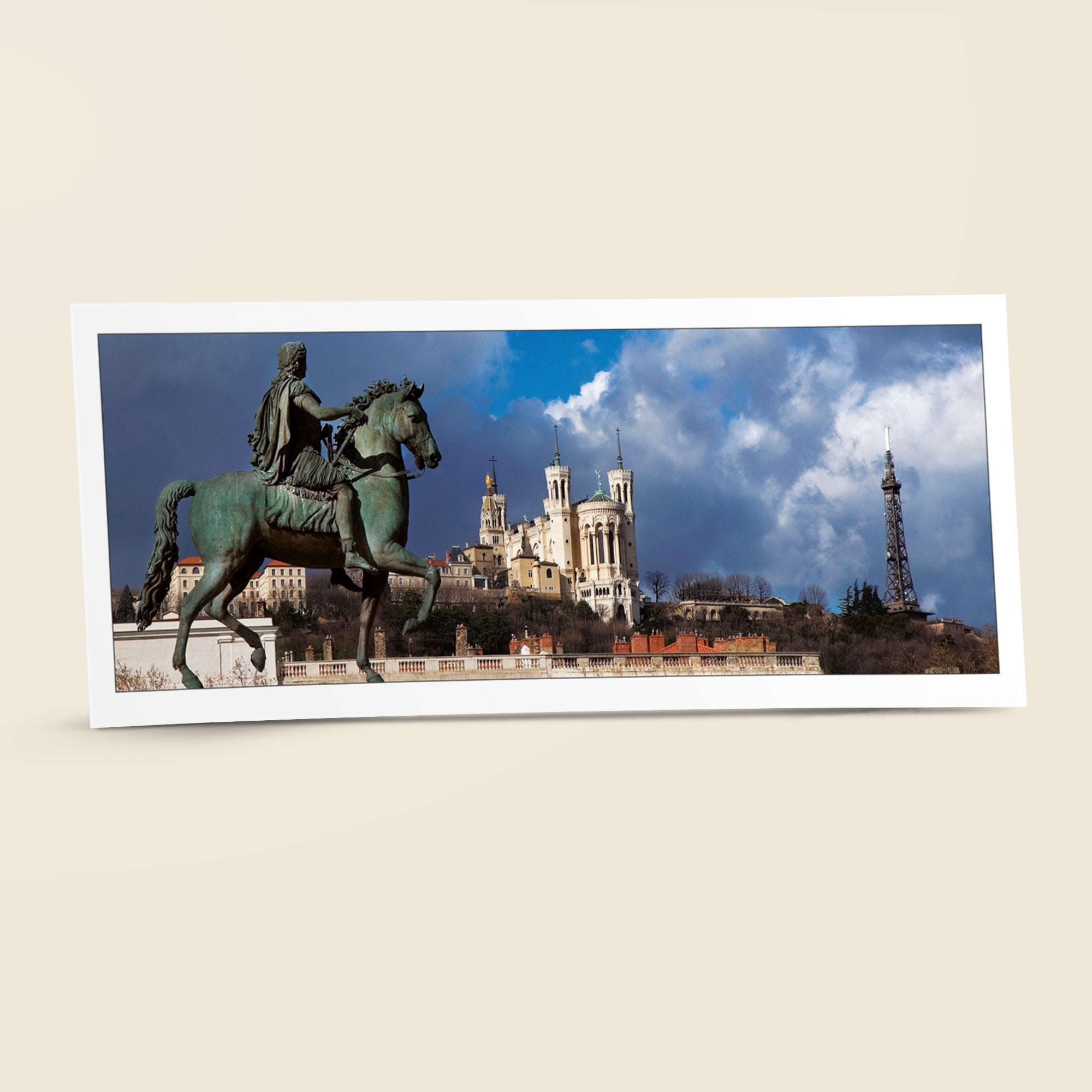 Carte panoramique - Basilique de Fourvière depuis la Place Bellecoeur, Lyon