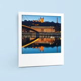 Carte polaroid - Palais de justice, Fourvière et pont par nuit, Lyon