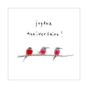 Touffes de laine - Trois oiseaux roses