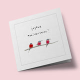 Touffes de laine - Trois oiseaux roses