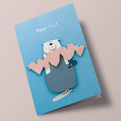 Bouts de bois - Pour toi ! Ours avec coeurs
