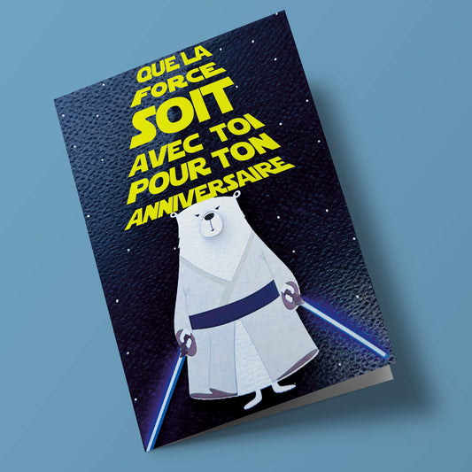 Bouts de bois - "Que la force soit avec toi pour ton anniversaire" Ours jedi avec sabre laser