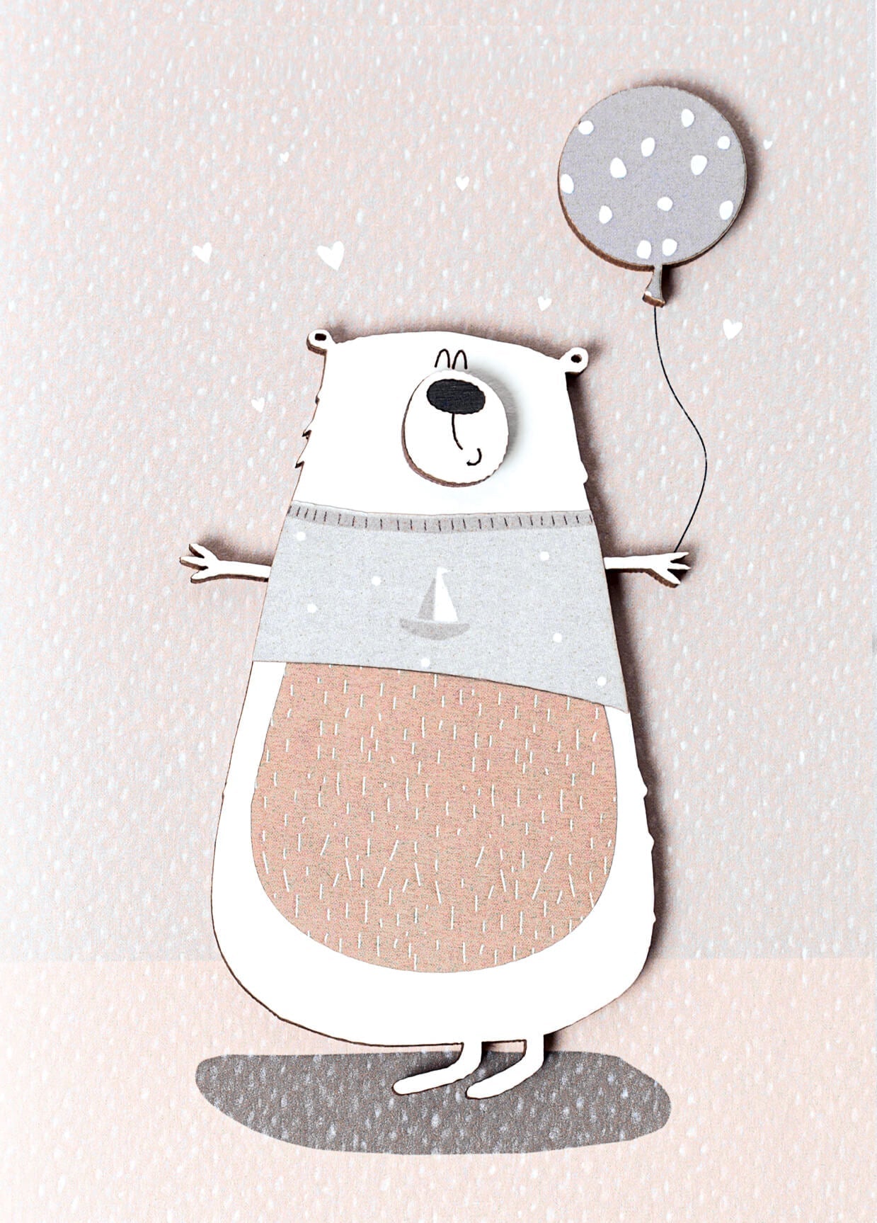 Bouts de bois - ours avec ballon