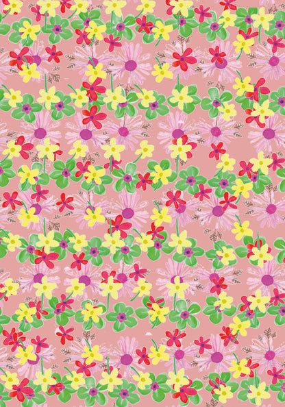 Small Notebook - Small fluorescent flowers on a pink background