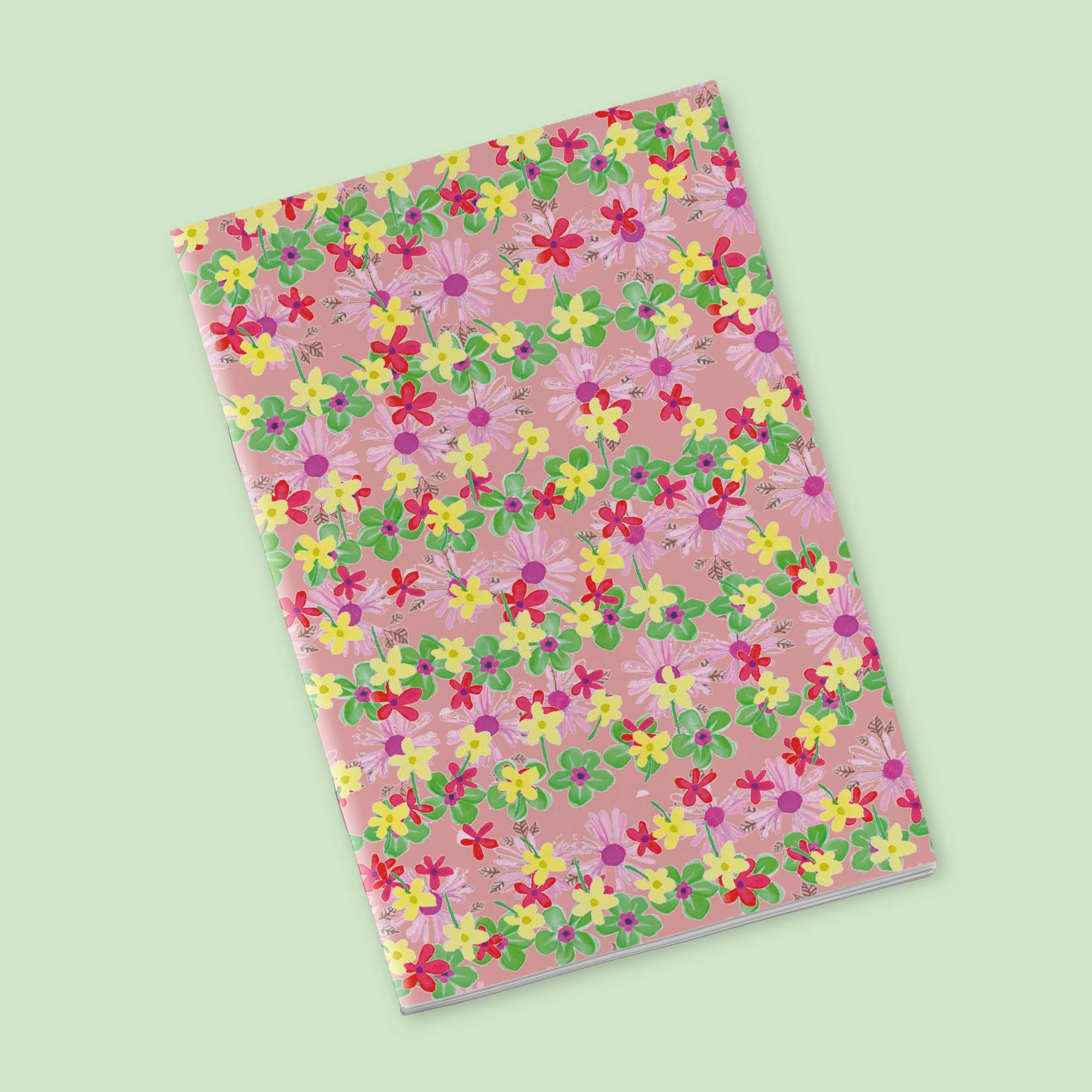 Petit carnet - Petites fleurs fluos sur fond rose