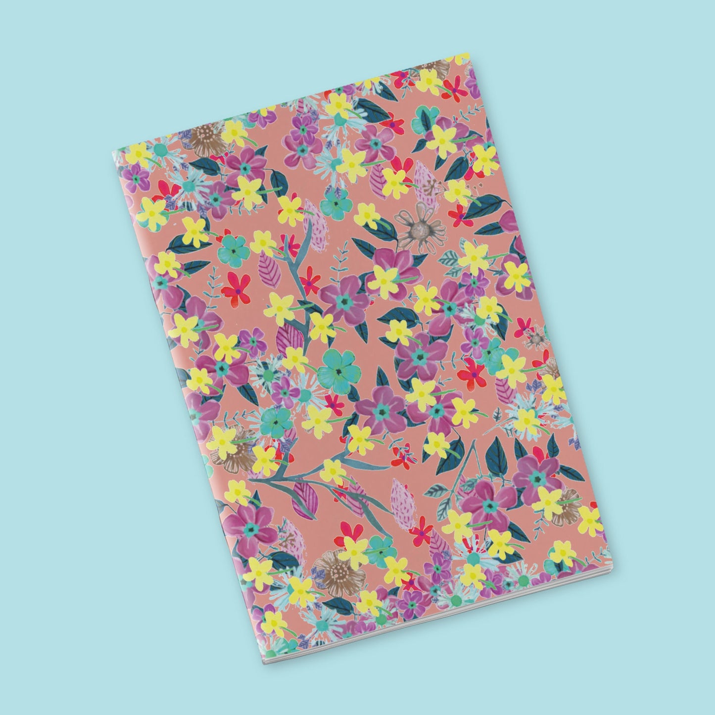 Small Notebook - Little flowers on a pink background