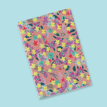 Small Notebook - Little flowers on a pink background