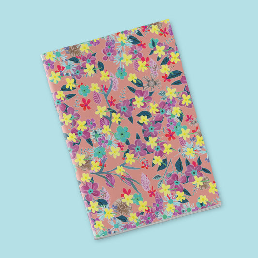 Small Notebook - Little flowers on a pink background