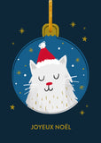 Boules de Noël - Chat qui porte un chapeau de père Noël